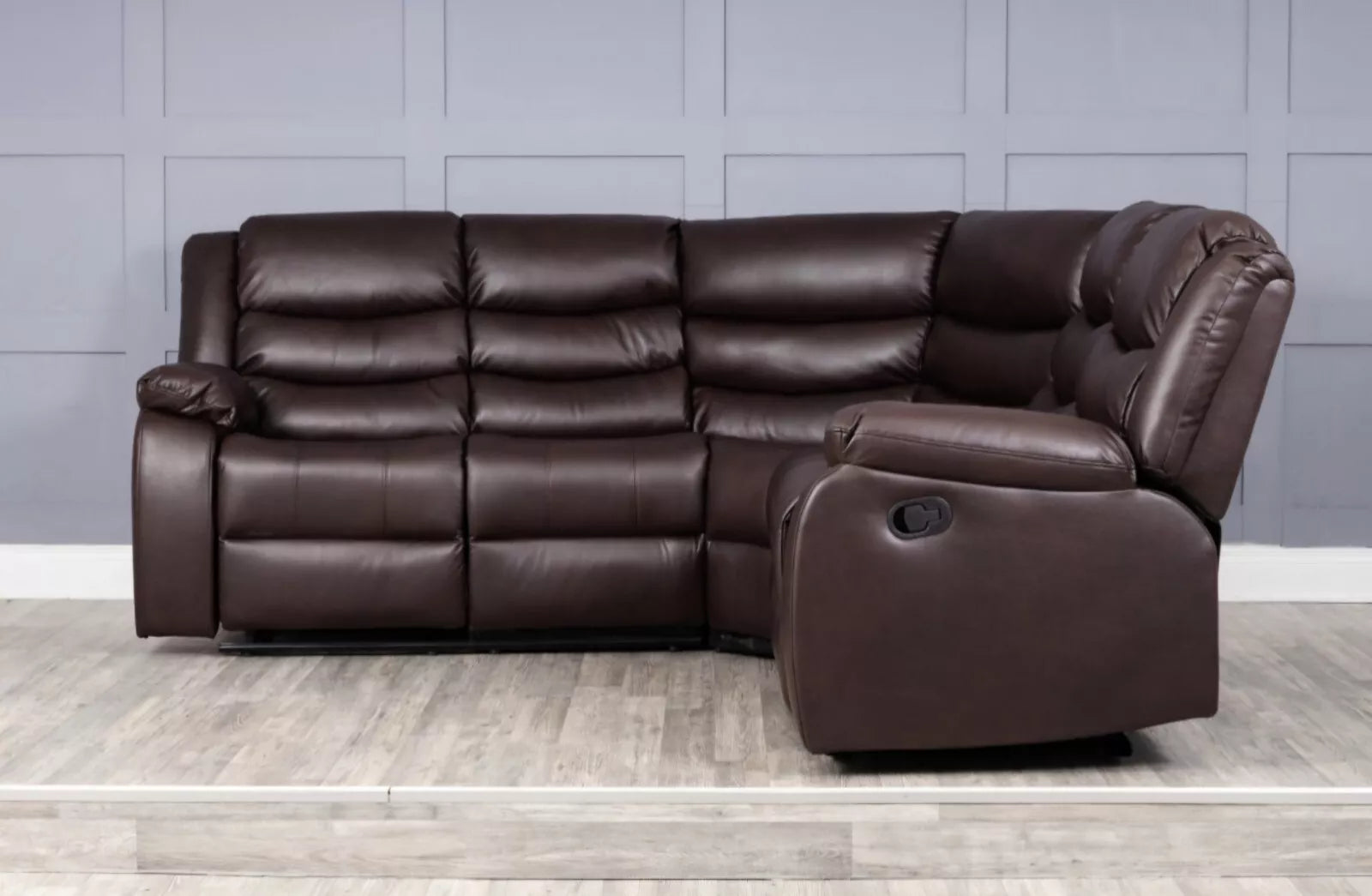 Roma | Brown | Corner Recliner Sofa With Cupholders | Brown