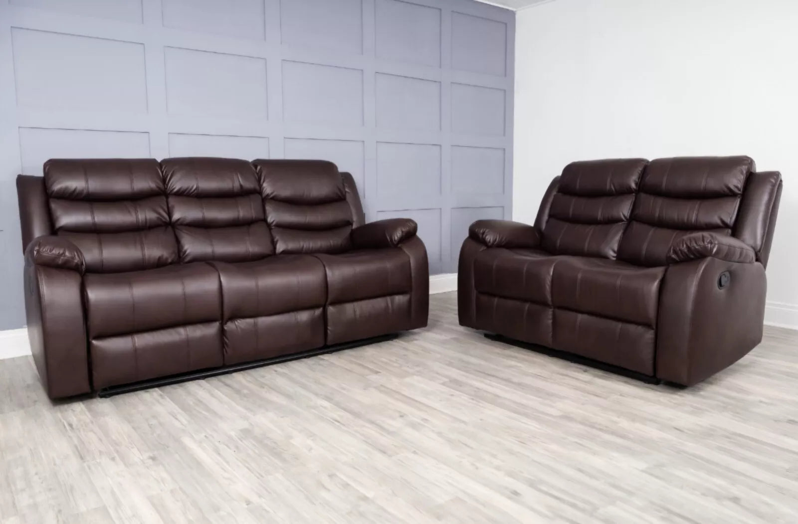 Leather Recliner Sofa 3 2 Seater Set Couch Settee with Cup Holders +chair option