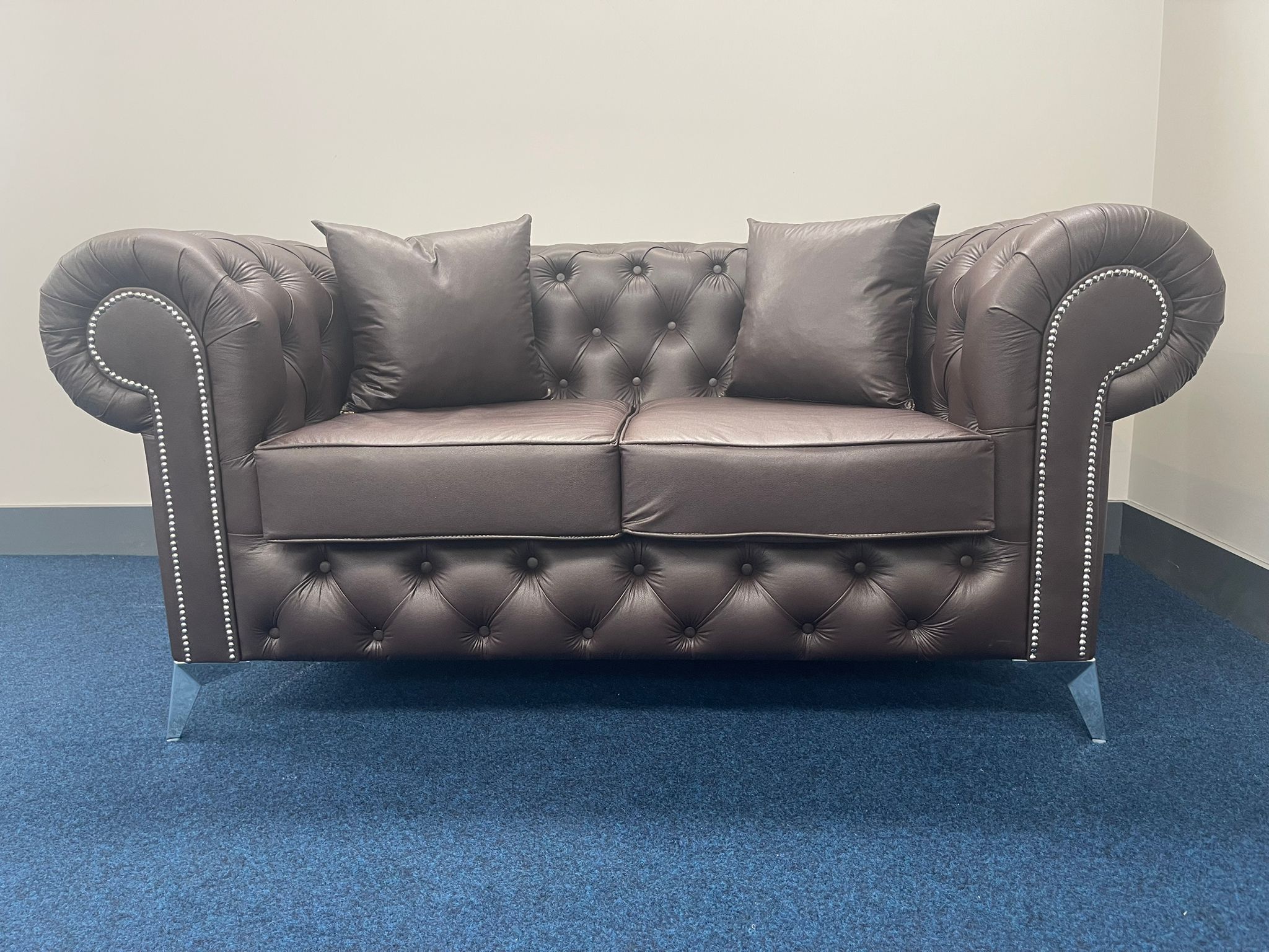 Royal Chesterfield Sofa in premium brown leather