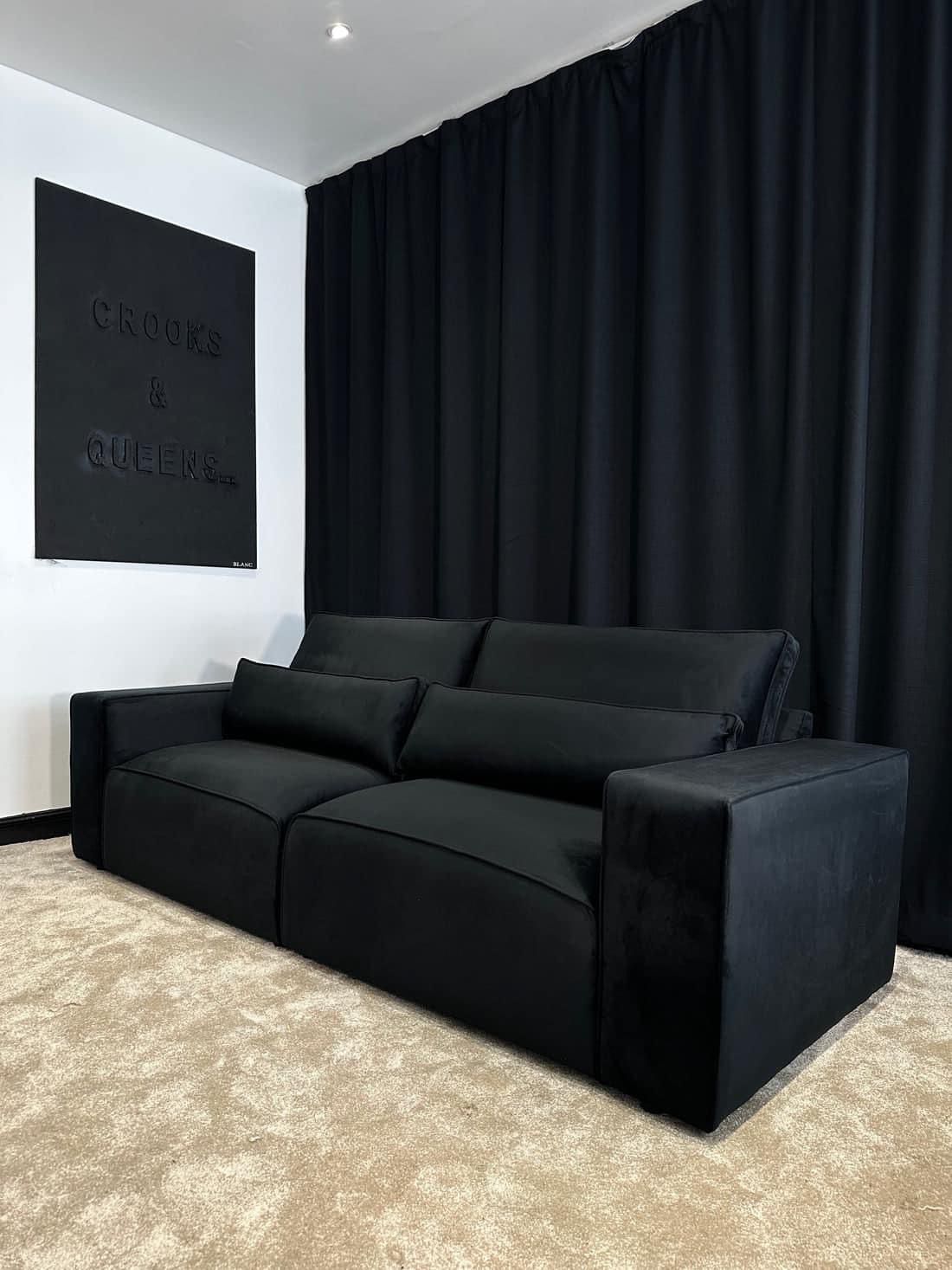 Large Corner Sofa, Five Seater Sofa Couch Grey- Black - Sloane Couch