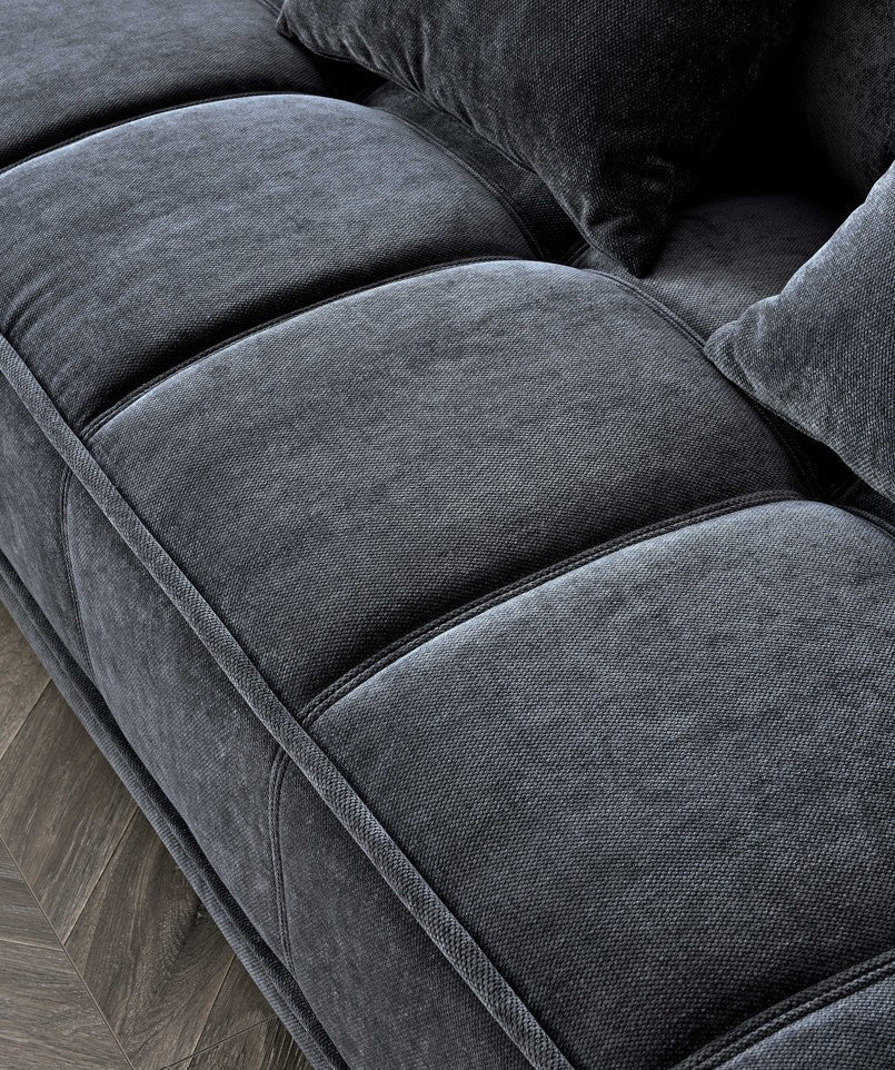 Aluxo Gramercy Right Hand Facing Corner Sofa – Steel Grey Velvet