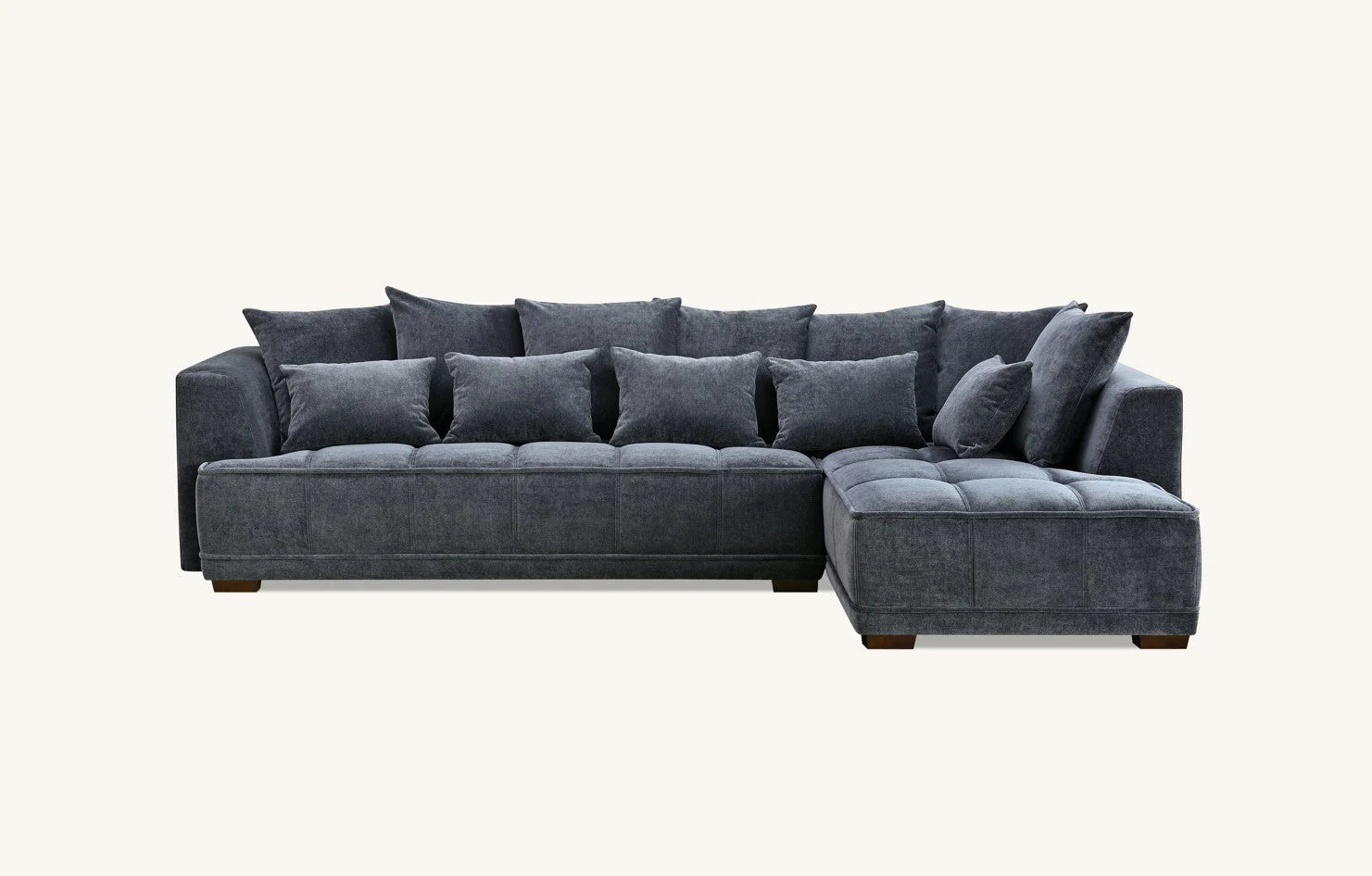 Aluxo Gramercy Right Hand Facing Corner Sofa – Steel Grey Velvet