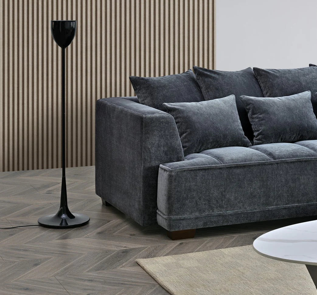 Aluxo Gramercy Right Hand Facing Corner Sofa – Steel Grey Velvet