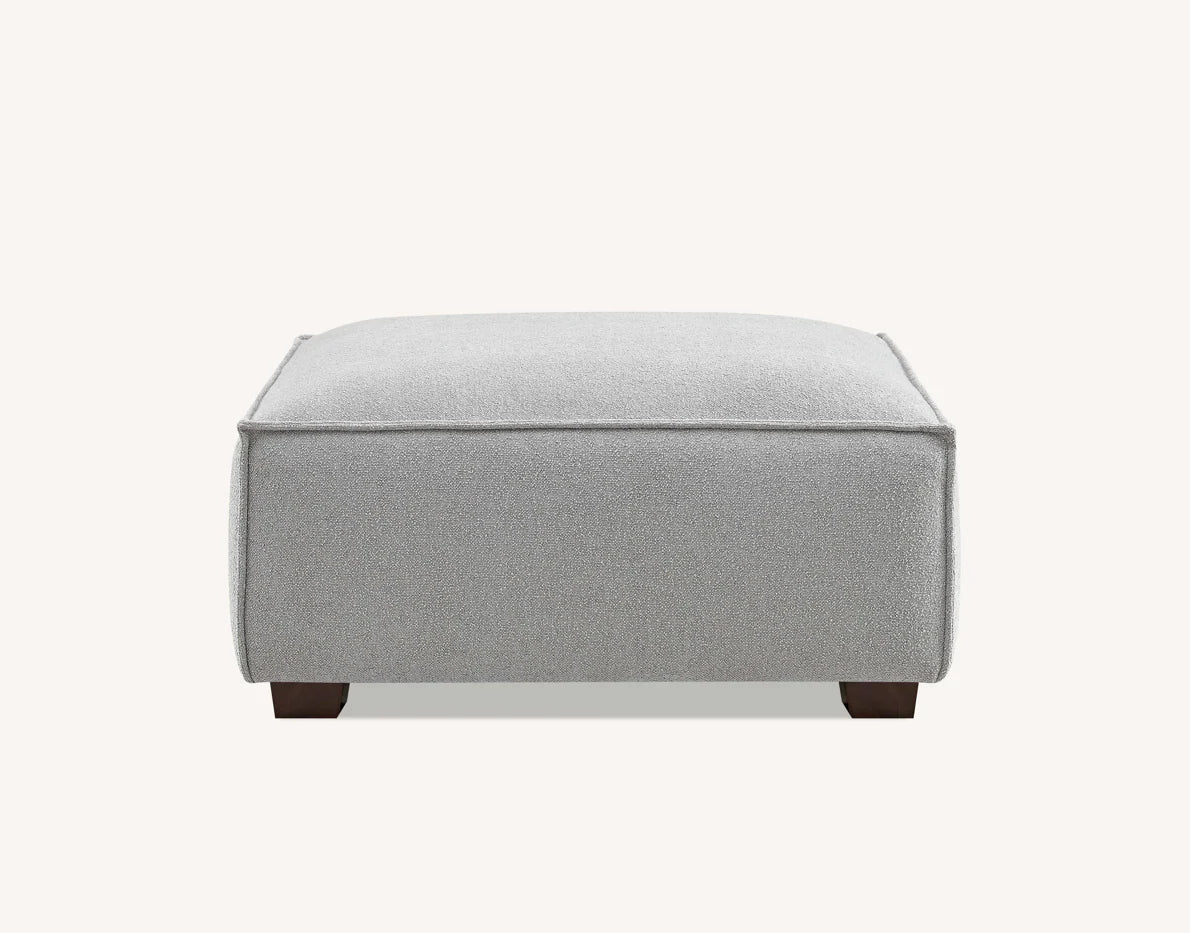 MNS Aluxo Dakota 3 Seater Sofa – Pebble Grey Boucle, Feather-Filled - Armchair, Footstool