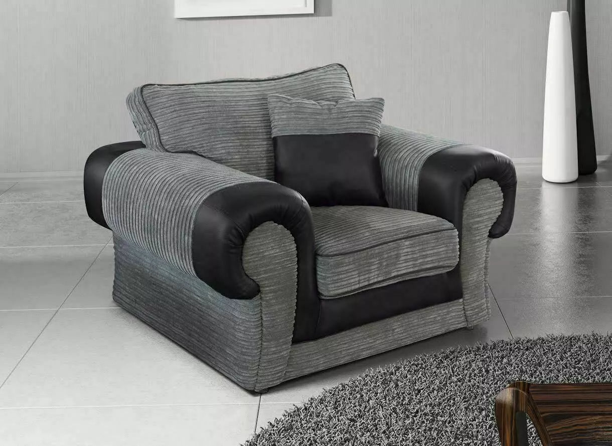 TANGO Armchair Fabric Grey Black / Brown Fabric