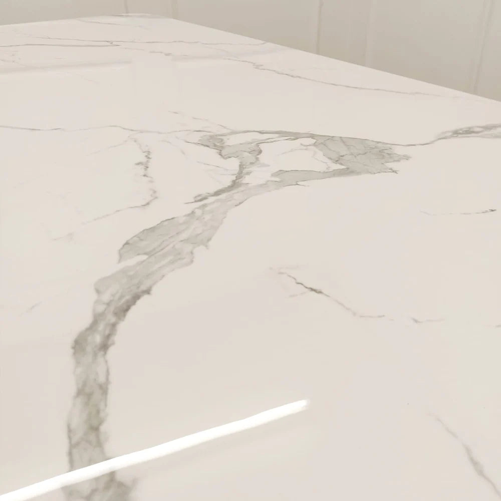 MNS Valeo Gold 1.8 Dining Table with Polar White Sintered Stone Top