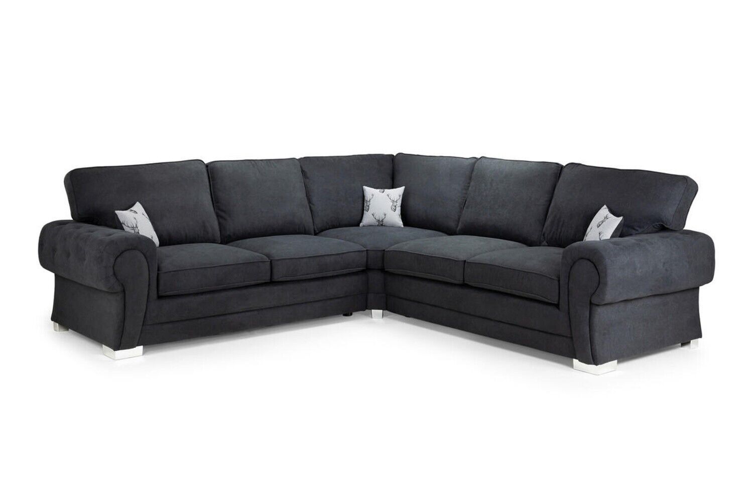 VERONA CORNER SOFA FULL BACK SET NEPAL BLACK / FOOTSTOOL /ARMCHAIR CHAIR