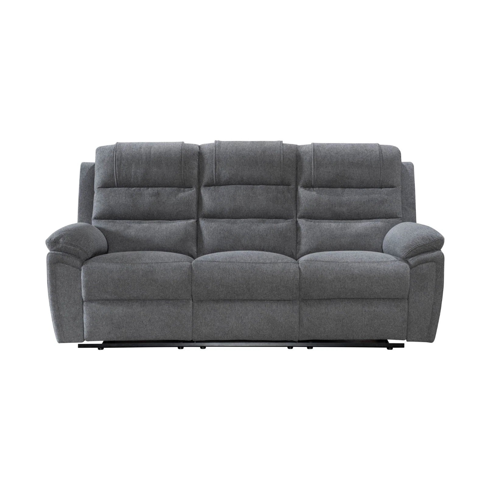 MNS Venice Fabric Electric Recliner 3 Seater Sofa Grey-3 Seater Fabric Sofa