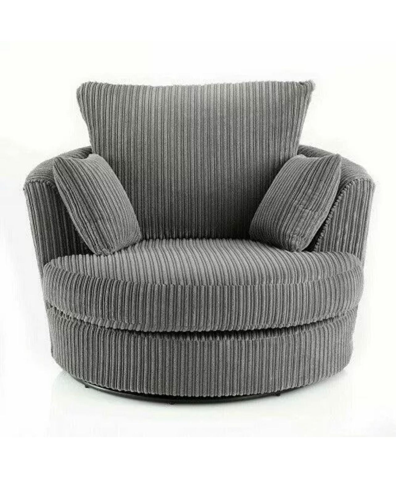 Jumbo Cord Sofa Swivel Cuddle Armchair Black Grey Brown Cream Suite Option Chair