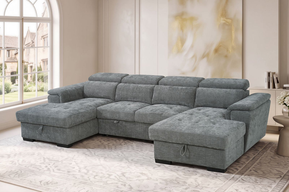 MNS Alaya Sofabed Grey U Shape Corner