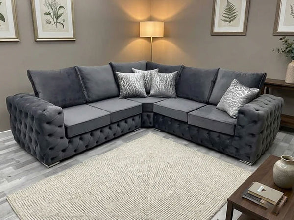 Ashton Chesterfield Full Back Corner Sofa Plush Velvet