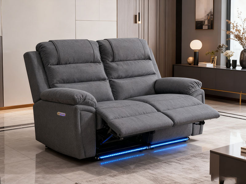MNS Venice Fabric Electric Recliner Sofa Grey - 3+2 Seater Fabric Sofa