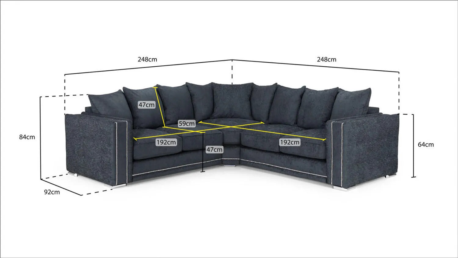 Alaska Corner Sofa 5 Seater Bentley Scatterback Fabric Sofa Furniture Couch Settee