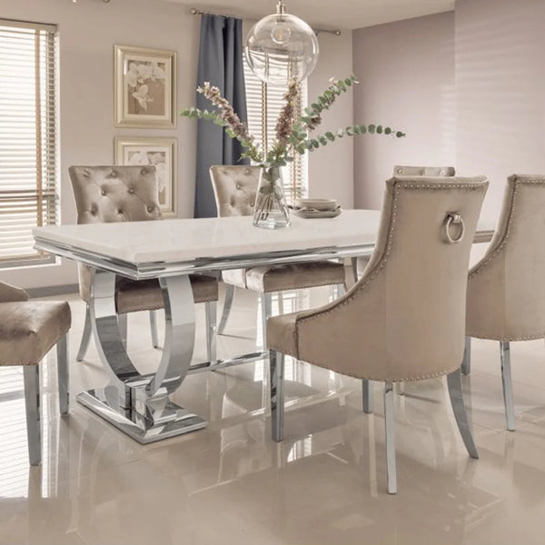 Arriana Dining Table 1.8 with Bentley Chrome Dining Chair