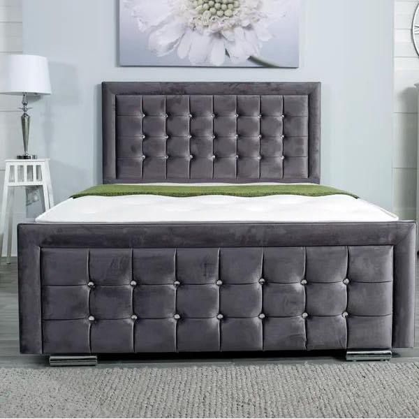 Chesterfield Velvet Divan Bed Set - Headboard, Footboard & Mattress