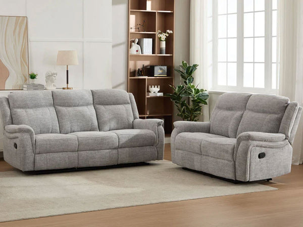 MNS Siyara Fabric Recliner Sofa Set 3+2 Seater - 3 and 2 Seater Manual Recliner Sofa