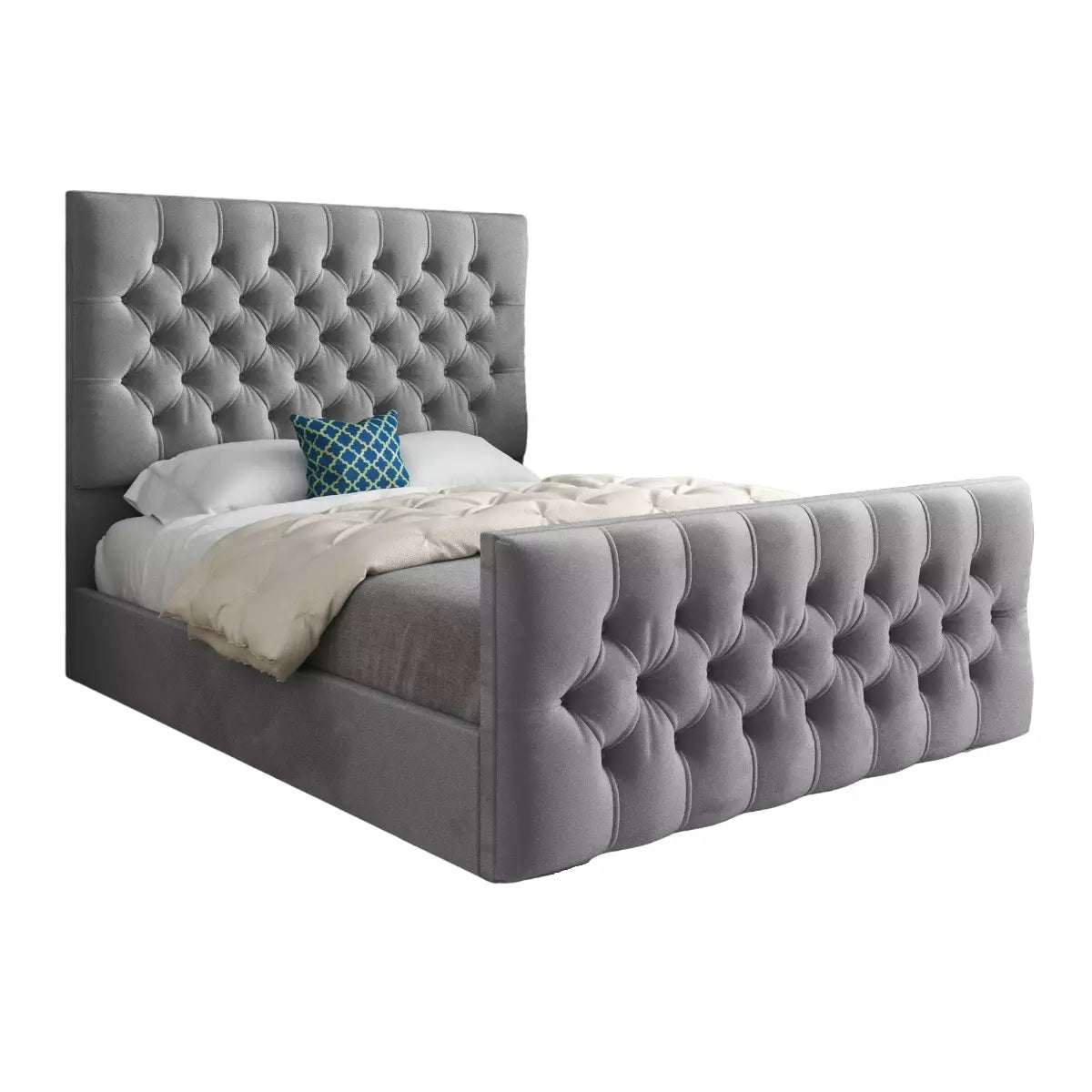 Chesterfield Upholstered Bed Frame Crushed&Plush Velvet Ottoman Bed 4ft6,5ft,6ft