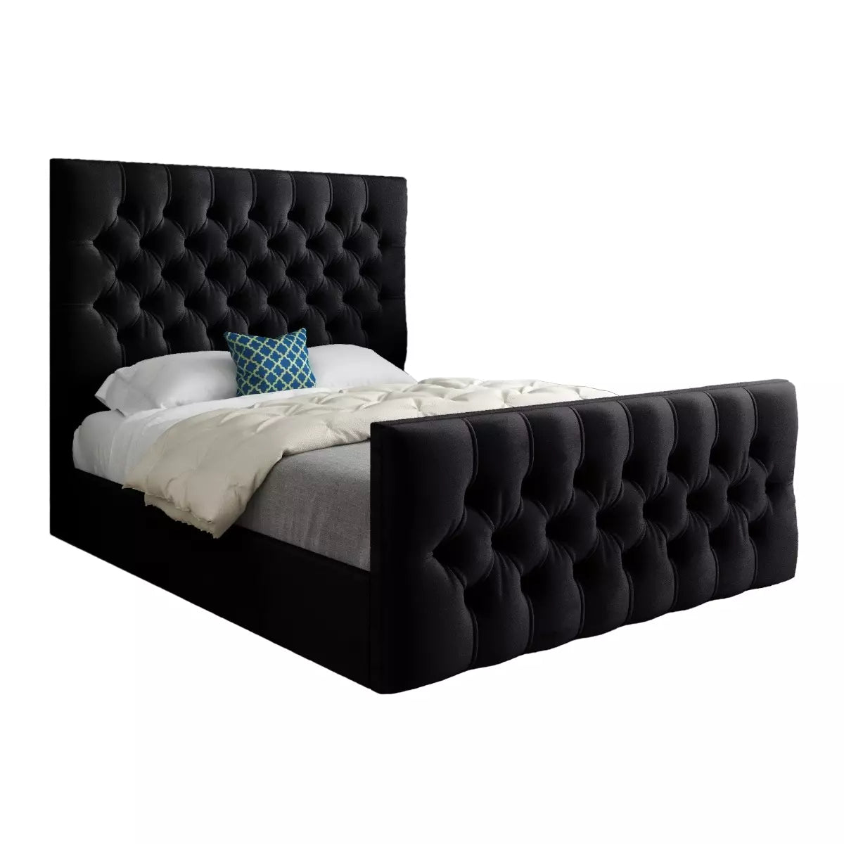 Chesterfield Upholstered Bed Frame Crushed&Plush Velvet Ottoman Bed 4ft6,5ft,6ft