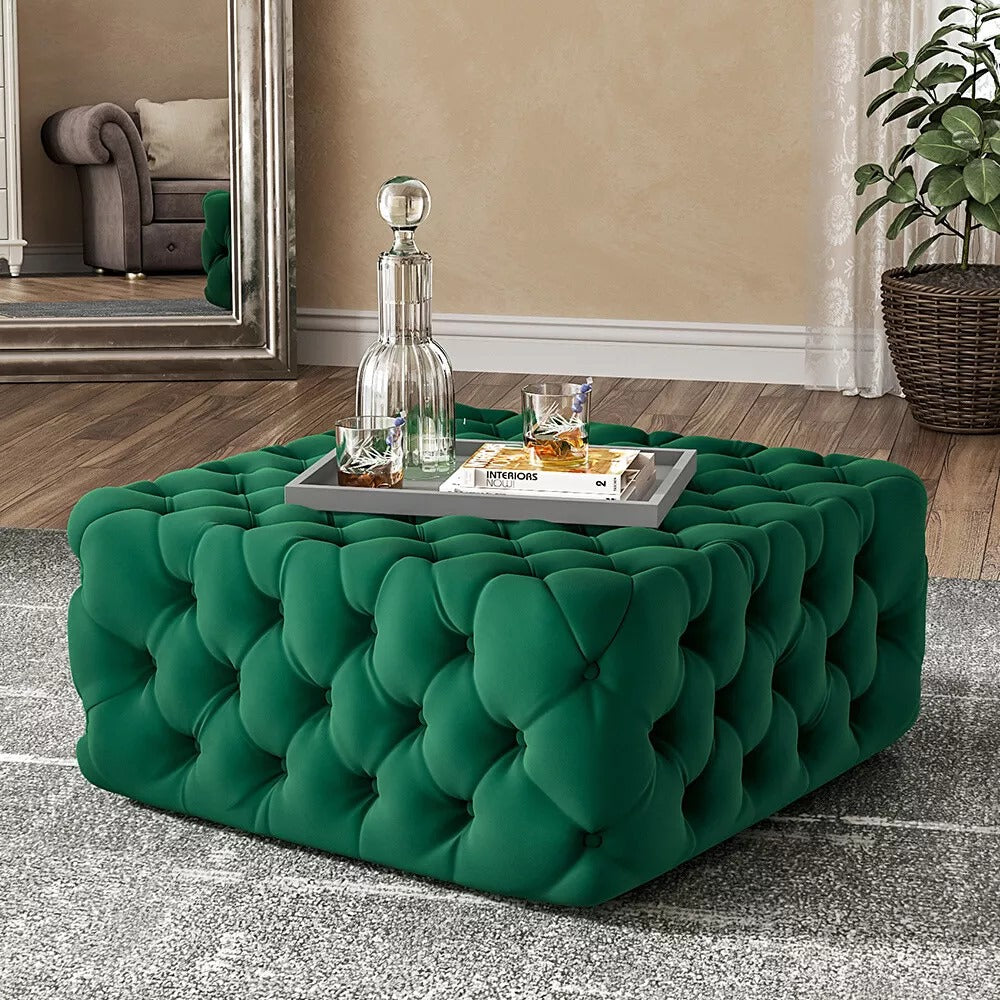 Moscow Chesterfield Velvet Coffee Table Footstool Available in All Size/ Colours