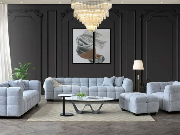 MNS Aluxo Tribeca Sofa Range in Pearl Boucle Fabric