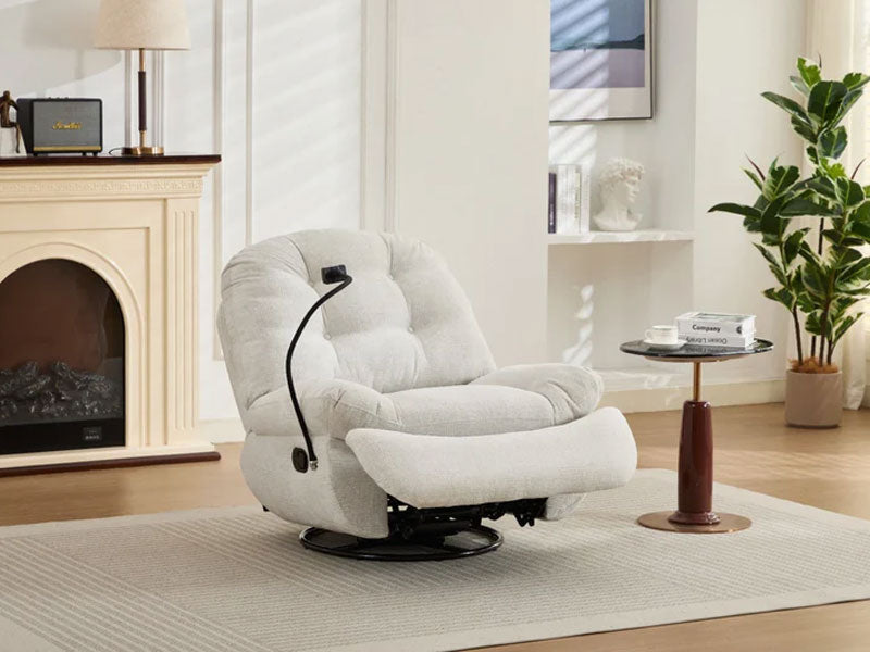 Raha Manual Recliner Fabric Chair Sofa With Phone Holder