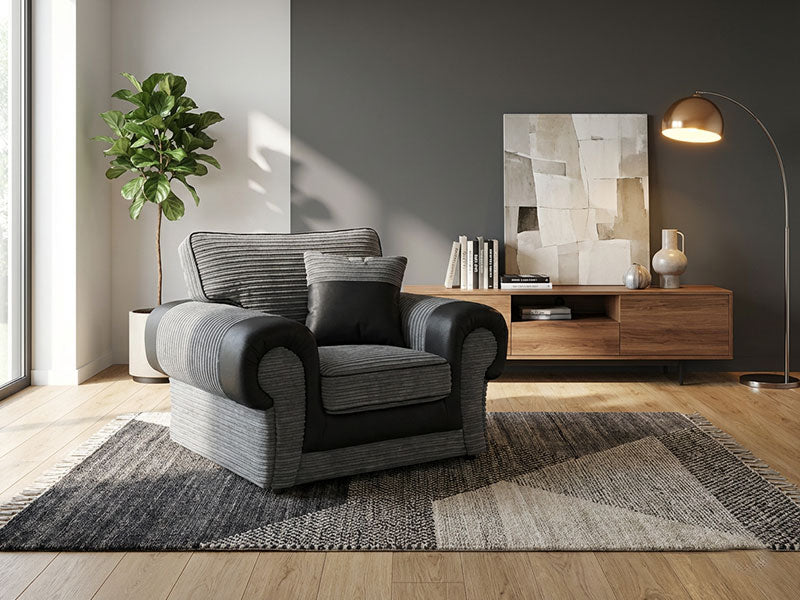 TANGO Armchair Fabric Grey Black / Brown Fabric