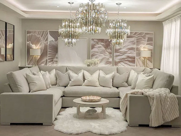 U Shape Sofa - Cinema U Shape Sofa Luxury XL Corner Chaise Sofa - Cream Truffle