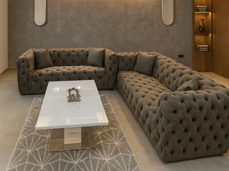 Zidane 3 + 2 Grey Chesterfield Design Sofa Set