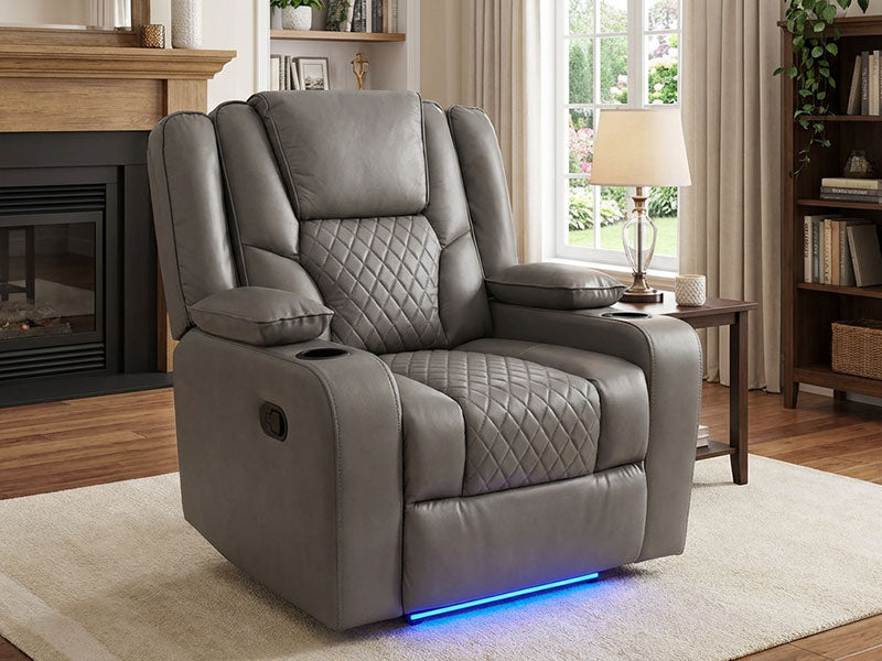 Orlando Grey Electric Recliner Armchair USB & Cup Holders