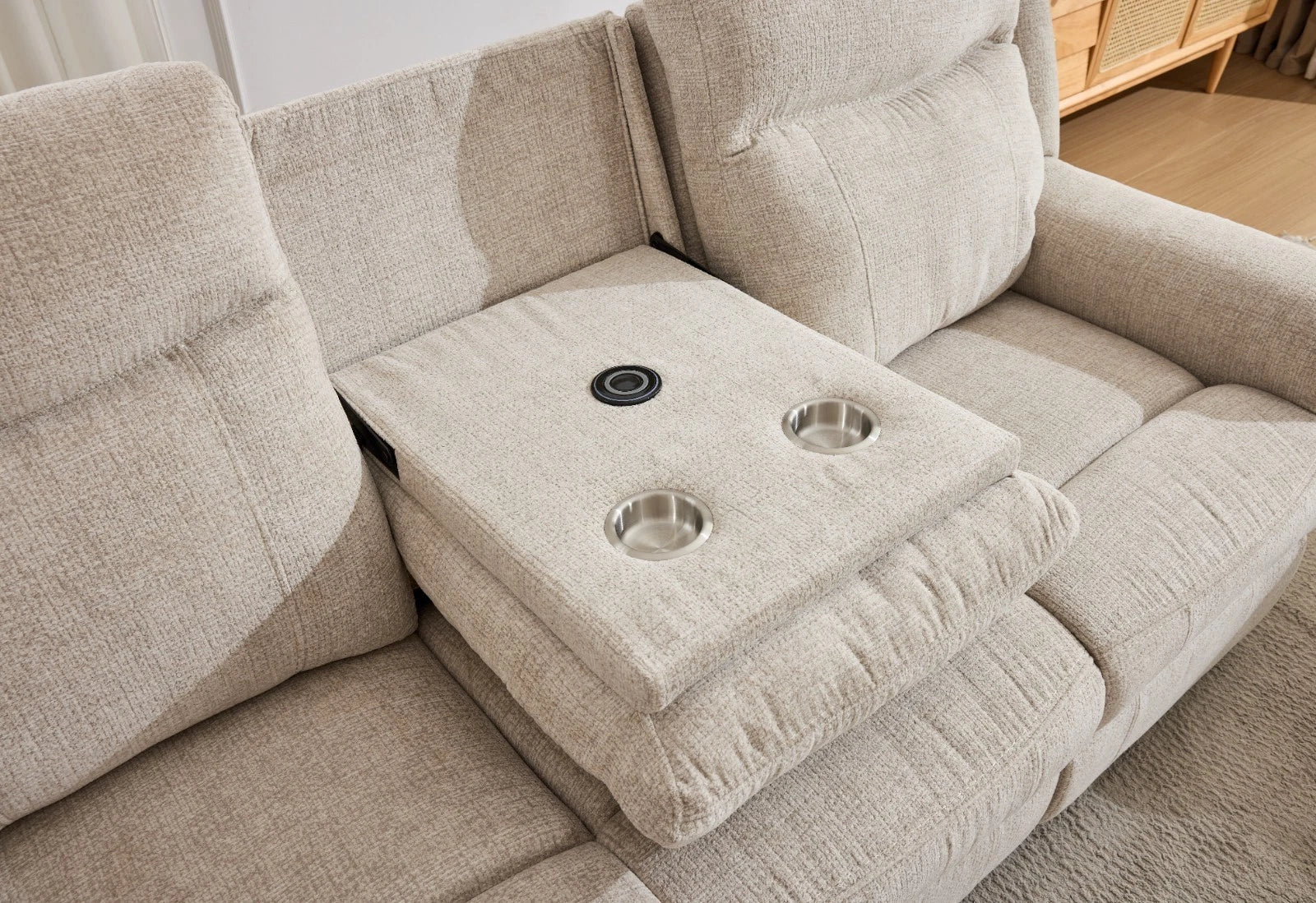 MNS Siyara Fabric Electric Recliner 3+2 Sofa With Bluetooth, USB, Cooling, Cupholder, Wireless Charging