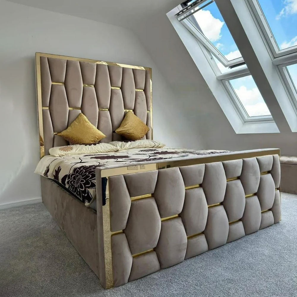 High Headboard Luxury Panel Bed Frame Plush Velvet - 90" Headboard