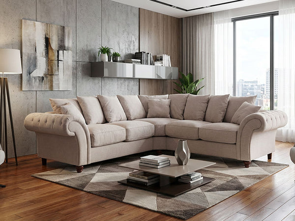 Maryland Chester Arms Sofa in Plush Velvet Fabric - Cream