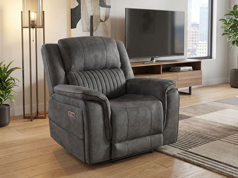 MNS Geneva Pro Fabric Electric Recliner Sofa 1 Seater,wireless Charging ,USB,LED