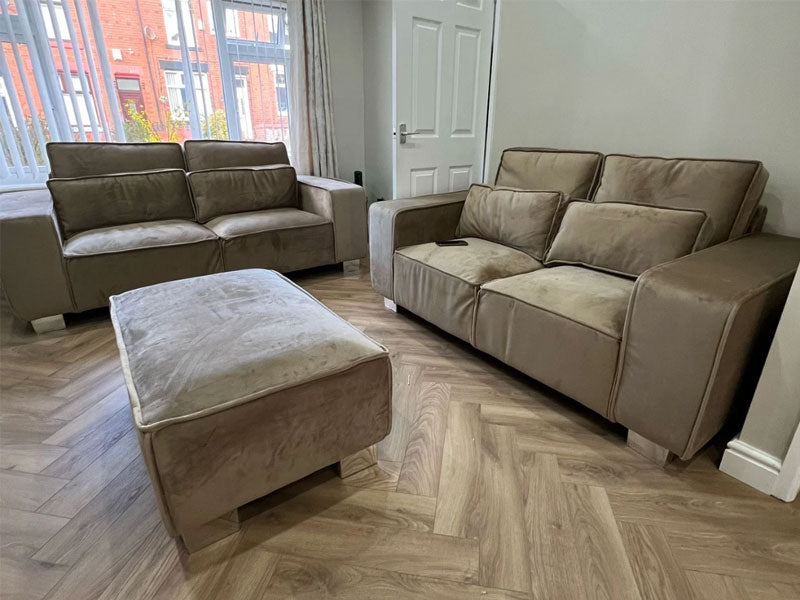 Sloane Luxury 3 Seaters Sofa Beige Plush Velvet | All Covers Washable