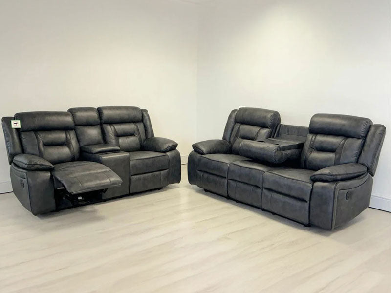 Nova Electric Recliner Leather Sofa  - 3+2 Seater With Dual Power Recliners, Console & Cup Holders – Modern Style
