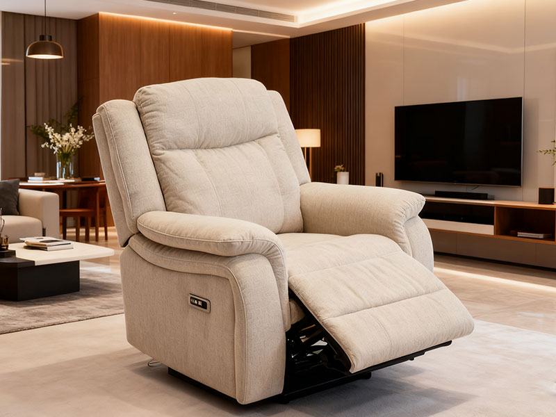 MNS Siyara Fabric Electric Recliners Arm Chair Beige & Grey ,USB Ports, Type C Ports
