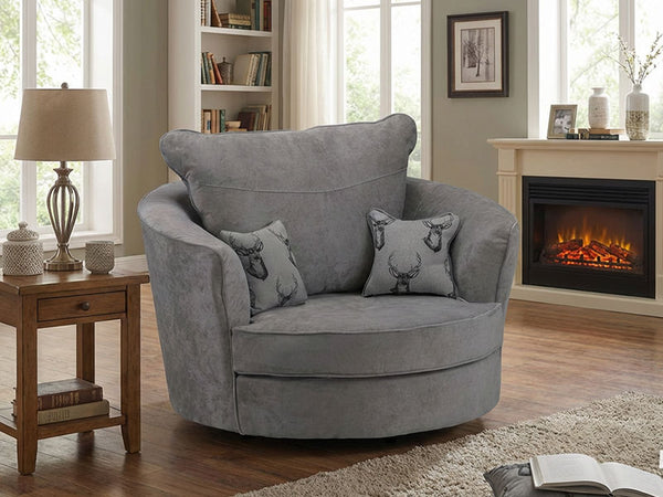 Verona Fullback Swivel Chair Grey - Cuddle Chair - Luxe Comfort