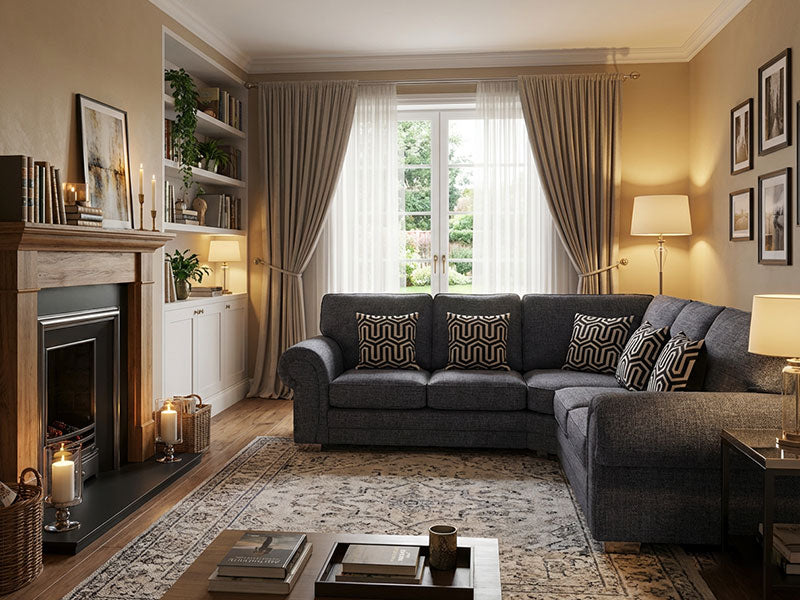 Newton Full Back Fabric 5 Seater Corner Sofa Set