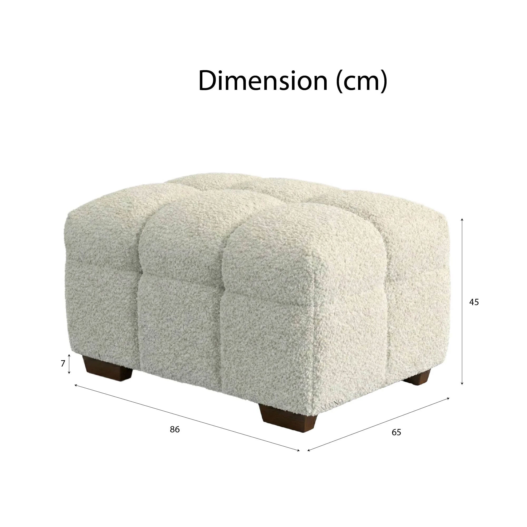 MNS Aluxo Tribeca Right Hand Corner Sofa in Oatmeal Boucle Fabric Matching Footstool