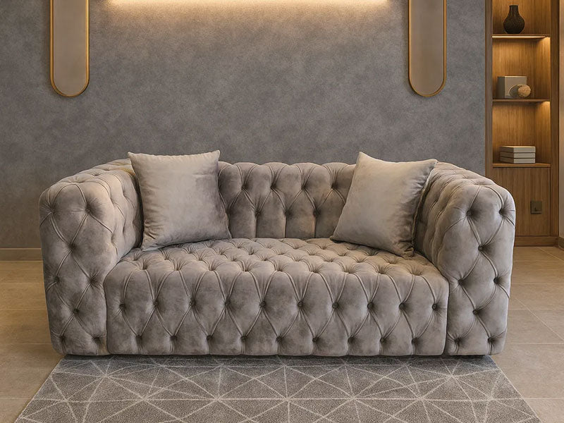 Zidane 3 + 2 Grey Chesterfield Design Sofa Set