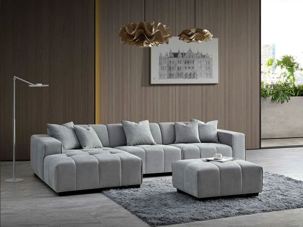 MNS Aluxo Leonard Left or Right Hand Corner Group in Cloudy Grey Boucle