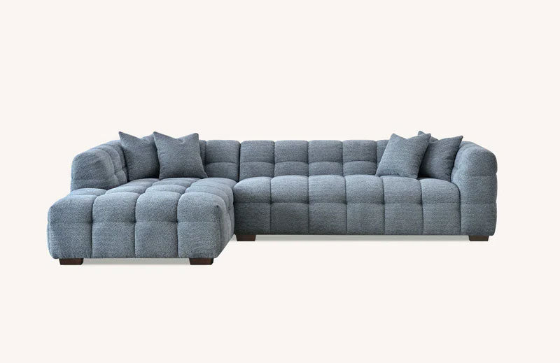 MNS Aluxo Tribeca Corner Sofa in Iron Boucle Fabric With Matching Footstool