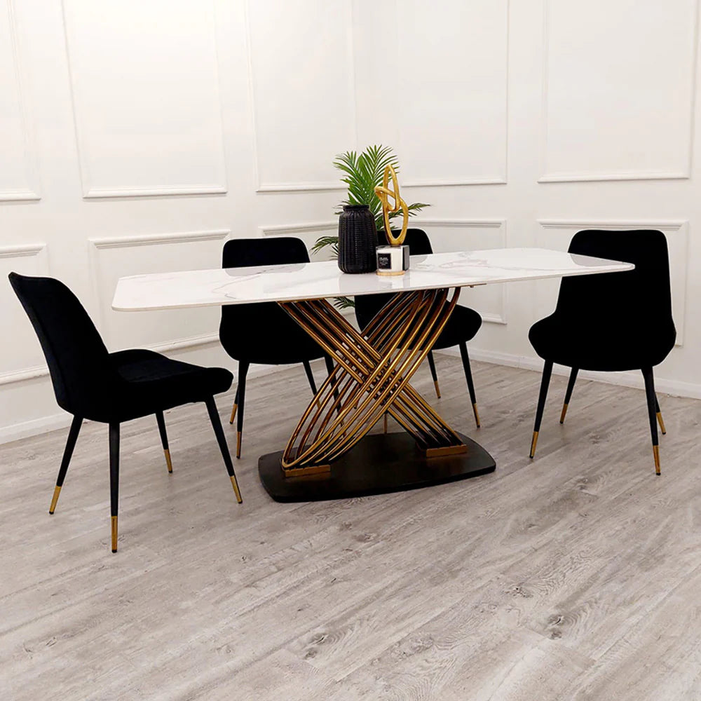 MNS Orion Gold 1.8 Dining Table with Polar White Sintered Stone Top