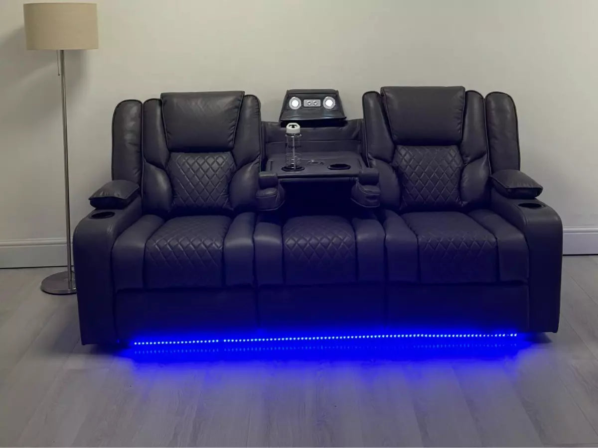 Orlando Electric Recliner Blue LED Light, USB and Wireless Charger