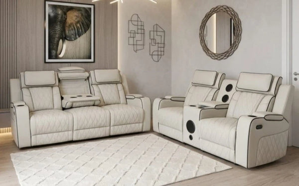 MNS Osman 3 + 2 Music Electrical Recliner Sofa Set (Black, Grey or Cream)