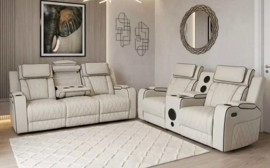 MNS Osman 3 + 2 Music Electrical Recliner Sofa Set (Black, Grey or Cream)