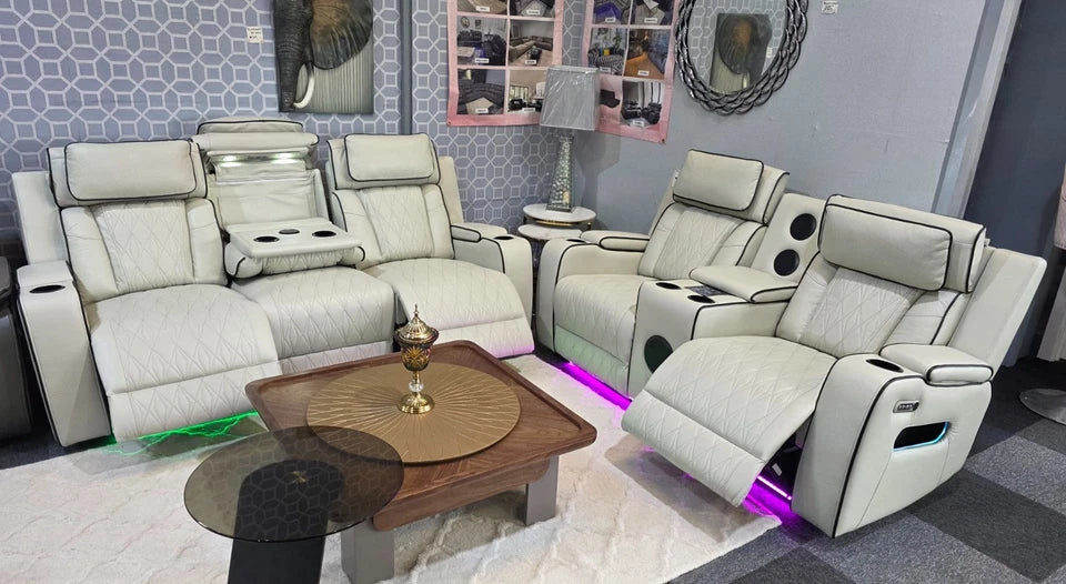 MNS Osman 3 + 2 Music Electrical Recliner Sofa Set (Black, Grey or Cream)