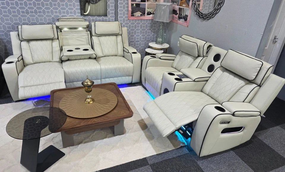MNS Osman 3 + 2 Music Electrical Recliner Sofa Set (Black, Grey or Cream)