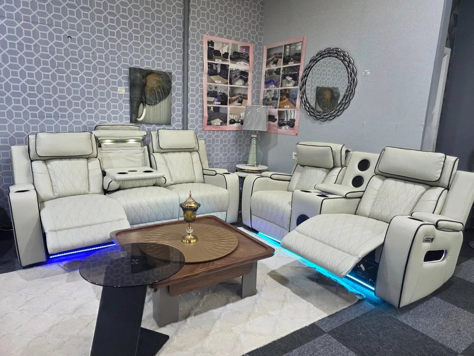 MNS Osman 3 + 2 Music Electrical Recliner Sofa Set (Black, Grey or Cream)