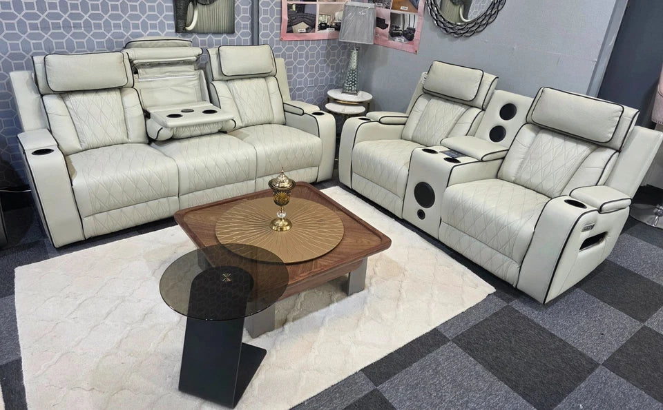MNS Osman 3 + 2 Music Electrical Recliner Sofa Set (Black, Grey or Cream)